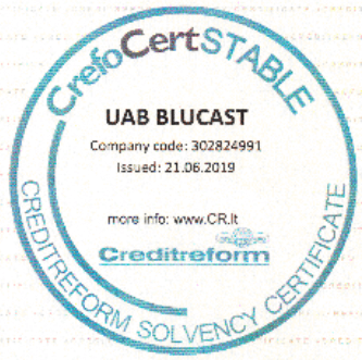 CrefoCertStable Blucast stamp